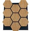 Divina Home Pannello decorativo in legno MDF motivo esagonale e feltro PET Set 12 pz 62x76 Rivestimento murale fonoassorbente Rovere
