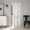 Forte Porta a Soffietto da Interno in PVC Bianco Pastello con vetro Satinato 83x214 cm mod. Maya