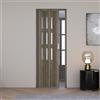 Forte Porta a Soffietto da Interno in PVC Rovere Cognac Scuro con vetro Satinato 83x214 cm mod. Maya