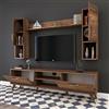 Dmora - Parete attrezzata Lucifer, Composizione soggiorno, Mobile salotto multiuso, Armadio porta TV, 180x35 h49 cm, Noce