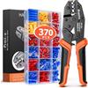 Preciva AWG20-10 - Kit di crimpatura per terminali per cavi con nuovo design a maniglia, strumento isolato a cricchetto con 370 connettori isolati