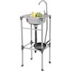 SOLOCJNL Lavabo mobile in acciaio inox con base e cestello filtro 42 x 37 x 83 cm, multifunzione con rubinetto, lavandino autoportante, per ristorante, giardino, esterno