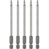 QUARKZMAN 5 Pezzi T10 Testa Torx Punta Cacciavite 1/4 Aste Esagonali 4 (100mm) Lunghe Magnetiche Senza Foro Punta Antimanomissione 6 Punte Stella Cacciavite Bits S2 Acciaio.