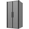 Parama Box doccia 100x90cm con apertura saloon e parete fissa, profili nero opaco e vetro da 6mm fumè h195 | Elba