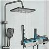 llffssdg Colonna doccia intelligente con display LED, miscelatore a 4 vie con soffione a pioggia sovradimensionato, doccetta a mano 3 modalità e rubinetto a cascata, altezza regolabile, struttura in acciaio