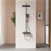 EMKE Colonna doccia termostatica, doccetta a 3 livelli con getto a cascata, set di colonne doccia, set doccia con ripiano in vetro, certificazione KTW,Antracite opaco