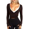 Navneet Maglia da donna a maniche lunghe, aderente, per yoga, pilates, balletto, autunno, marrone, XS