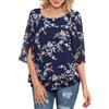Neineiwu Camicetta da donna in chiffon, casual, con collo rotondo, maniche a 3/4, in rete