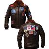 Vintagearc Giacca da uomo in vera pelle con colletto in pelliccia da aviatore bomber G1 - Giacche in pelle bomber USAAF, Marrone originale, 4XL