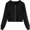 Mrat Felpe con cappuccio da donna Uk giacca con cappuccio corta con zip felpe con cappuccio a maniche lunghe casual con coulisse top Y2k pullover top felpe leggere morbide palestra allenamento