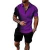 BIRW Set corto da uomo 2 pezzi abiti polo moda estate tute casual set manica corta e pantaloncini set per uomo, Nero Viola Dot Misto, XXX-Large