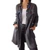 Generic Giacca di jeans oversize da donna, camicia di jeans a maniche lunghe, top casual autunnali, grigio scuro, taglia 3XL