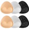 Nimiah 2 paia di cuscinetti per costume da bagno impermeabili, imbottiti, imbottiti, per bikini, reggiseno sportivo, 1 beige + 1 nero + 1 bianco, A
