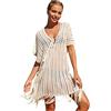 ZaisuiFun Copricostume da Bagno Mare Donna Crochet Abito da Spiaggia Mini Copritevi all'uncinetto Estate Camicetta Maglia Copribikini Vestito Pareo, Bianco