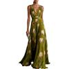 Azruma Abiti Midi per Donne Abito Maxi Casual Stampato Scollo A V Senza Maniche Elegante Abito da Festa Swing Abiti Cocktail Estivo Vita Alta Morbido Boho da Spiaggia Vacanza Vacanza