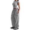 shownicer Pantaloni Tuta Donna Larghi Pantaloni Sportivi Joggers Casual Vita Alta Pantalone con Tasche per Jogging Fitness Sport A Grigio Chiaro S