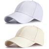 Ritte 2 Pezzi Berretto da Baseball Casual e Sportivo, Berretto da Golf e Baseball in Cotone Unisex, per Esterno (Bianco + Beige)