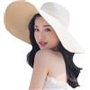 VASANA Cappello estivo da donna a tesa larga con fiocco grande cappello da giardino spiaggia cappello da sole grande cappello da sole estivo cappello di paglia per feste in giardino viaggi