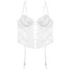 YAMAMAY - Guepiere con Ferretto e Ricamo in Pizzo, Bianco Seta, Linea Dreamy, Donna, 3