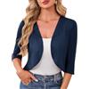 YGJIEGENG Bolero Donna Estate Corto Manica 3/4 Cardigan Aperto Anteriore Bolero Giacca Casual Elegante Leggera Giacca A Spalla S-2XL