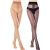 Aaronano Collant da donna lucidi, senza cuciture, 20D, collant brillanti, colore della pelle, nero