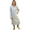 LINCLALOR Camicia da notte in puro cotone caldo con collo art. 92617-50, Celeste