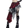 Ausing Gonna Gotica Punk da Donna Gonna Corta Steampunk Gonna Cosplay Party Club Wear Gonna a Pieghe in Pizzo Tartan