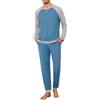 Leversic Pigiama Uomo Invernale Cotone Pigiami Due Pezzi con Scollo Rotondo, Maniche Lunghe, Top e Pantaloni con Tasches Morbido e Confortevole S-4XL
