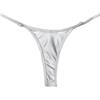 OBASDFD Women's Metallic Thong Bikini Bottom Low Rise Cheeky Swim Bottoms Beachwear(Silver,S)