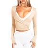 Navneet Maglia da donna a maniche lunghe, aderente, per yoga, pilates, balletto, autunno, beige., S