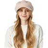 FEOYA Newsboy Cappellino da Donna Classico a Palloncino Berretto Vintage Autunno Inverno Baker Berretto Piatto con Visiera Beige