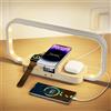 CRLL Lampada da Comodino con Caricatore senza Fili & Ricarica USB, 5 Colori Lampada da Tavolo Dimmerabile Controllo Touch, Luce Notturna 5 Luminosità per Camera-Legno e Bianco