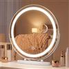 moderntop Hollywood - Specchio cosmetico con luci, 48 cm, rotondo, LED, con 3 modalità di illuminazione, ingrandimento 10x, controllo touch, luce dimmerabile, rotazione a 360°,bianco