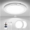wowatt 2Pcs Plafoniera LED Soffitto con Sensore di Movimento Batteria 19cm 3000K 4500K 6500K Rotonda Plafoniere Sensore Crepuscolare Dimmable Lampada con Telecomando per Corridoio Cucina Bagno Camera