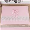 PETTI Artigiani Italiani - Coprifornello, Coprifornello Elegante, Coprifornello Shabby Chic in Tinta Unita con Balza in Pizzo Sangallo e Fiocchi, Coprifornello in Cotone, Coprifornello 70x50cm Rosa