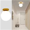 FROIDEXG Plafoniera Bagno Soffitto Decorativa Nordica Plafoniera LED Plafoniera Vetro Ottone Lampadario Palla Attacco E27 Semplice Corridoio d'Ingresso Illuminazione Notturna per Camera da Letto