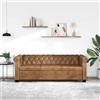 KKHOMEI Chesterfield 3 posti in Microfibra Aspetto Cuoio Invecchiato Divano 3 Posti Divano 3 Posti Soggiorno Marrone