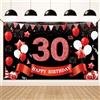 Koliphy Striscione Compleanno 30 Anni, 30 Anni Striscione di Compleanno Sfondo Decorazione, Uomini e Donne 30 Anni Compleanno Parete Giardino Decorazioni, 180 x 110cm (Rosso Nero)