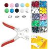 GTAAOY 100 set di bottoni a pressione in metallo con pinze di fissaggio, kit di strumenti di pressatura perfetti per fai da te, vestiti, cappelli e cucito, kit di bottoni a pressione per abbigliamento