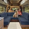 SHUOJIA Fodere per Cuscino per Camper, Jacquard Elasticizzato Copricuscino per Divanolavabili, Coprisedili per Divano, per Carovana RV Roulotte Auto Panca (Dark blue,W 100-125cm, D 45-65cm)