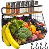 Lermende Magnetico Porta Frutta Cucina: 2 in 1 Scaffale Magnetici per Frigorifero, Organizer da Cucina Senza Forature con 4 Ganci Mobili per Cucina, Lavanderia, Area Ristoro, Spazio Relax.
