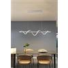 TEKHOME Lampadario LED Moderno 36W Onda Bianco, Sospensione Design per Tavolo da Pranzo e Soggiorno, Luce Calda 3000K, Lampada da Soffitto Interno - B65-BC