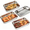 YNNHUDEEP Set di 4 contenitori per alimenti per frigorifero, 25,5 x 20 x 5,5 cm, impilabili, con coperchio, ermetici, per carne, salsicce, formaggio, in acciaio inox, lavabili in lavastoviglie