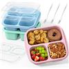MCHERRY Confezione da 3 scatole per snack, impilabili, per bambini e adulti, 3 scomparti, contenitori bento riutilizzabili
