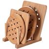 Cozywind Sottopentola di Bambu 4 Pezzi in Legno di bambù Resistenti al Calore Addensare tappetini da Tavolo Set Sottobicchieri con scolapiatti per pentole e padelle da Cucina (15cm+18cm)