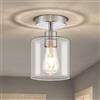 WOKNOS Plafoniera Soffitto in Vetro Trasparente con Base Metallica Finitura Nichel