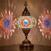 DEMMEX Lampada da Tavolo in Mosaico a Batteria - 30 cm H, 13 cm L, Lampada Portatile in Vetro per Interni ed Esterni, Luce Decorativa Fatta a Mano per Camera da Letto, Balcone, Patio e Campeggio