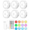 GOODEA.fun Illuminazione senza fili per vetrine, ricaricabili con 3 luci a disco RGBW