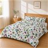Homebliss Set Copripiumino 200x200 + 50x80 2PCS, Bianco Floreale