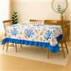 Corredocasa Cerata in Tessuto PVC a Fantasia con Volant Elegante, Facile da Pulire e Resistente, Ideale per Cucina, Giardino o Esterno, x6 e x12 Posti (12 posti 140x240cm Blu)